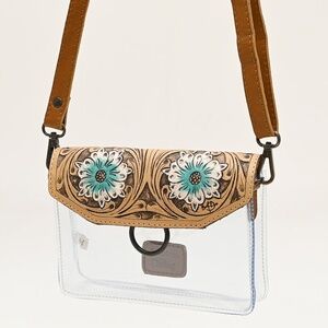 American Darling Clear Western Crossbody Bag with Turquoise Floral